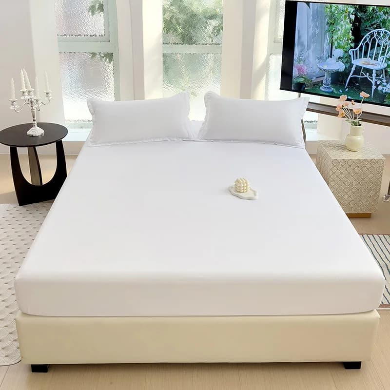 Lenzuola da 3 pezzi, lenzuola con angoli, protezione per materasso con fascia elastica, coprimaterasso antiscivolo e regolabile, letto matrimoniale singolo, (1 lenzuola + federa da 2 pezzi)