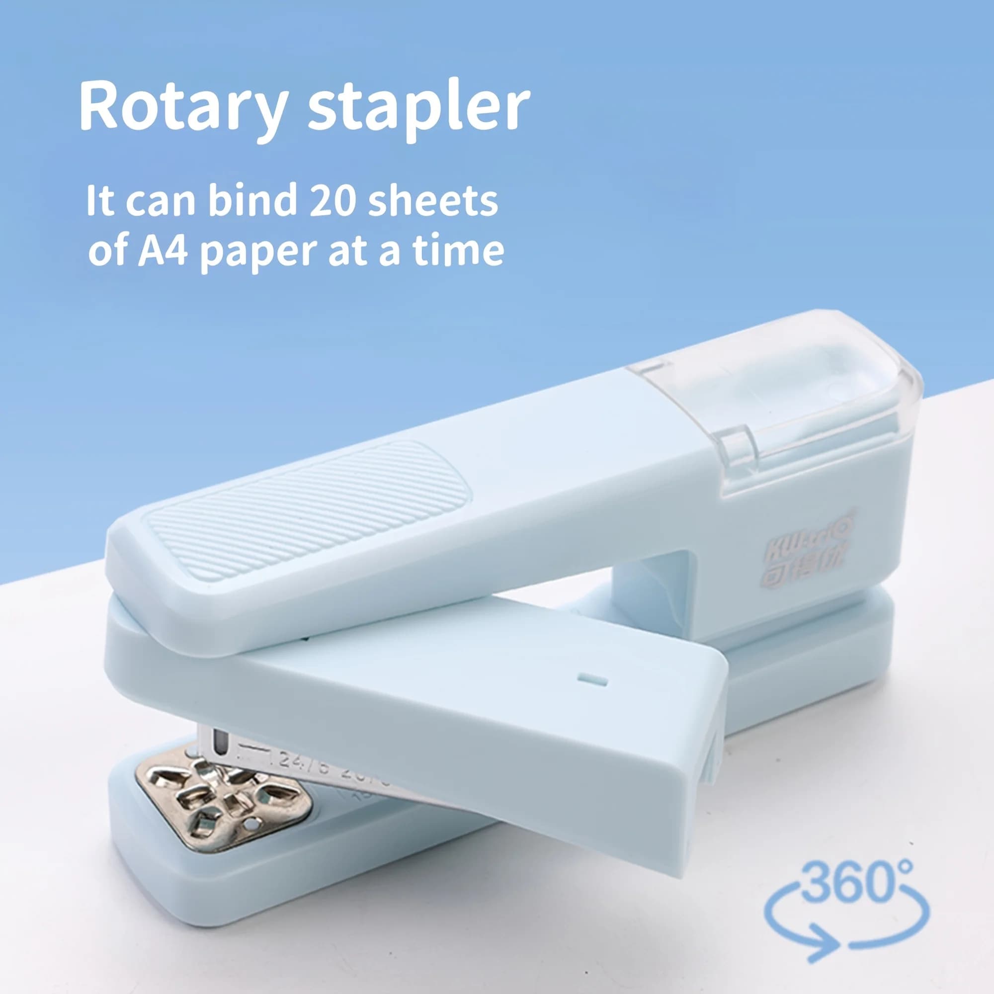 Multifunctional rotating stapler, with three angle binding modes, suitable for school paper and office binding use