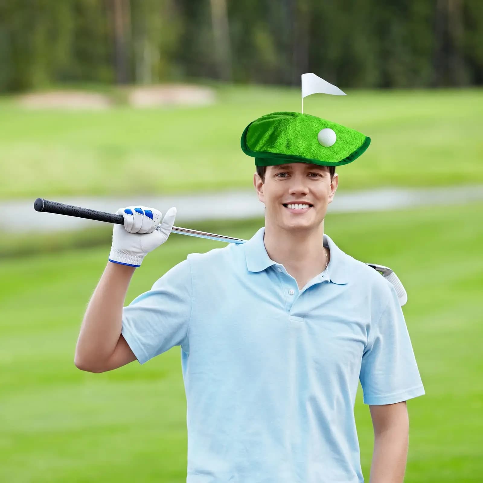 8PCS Funny Golf Hats Hole-In-One Golfer Berets Golf Theme Party Cap with Golf Ball Flag for Men Women Golf-themed Party Supplies