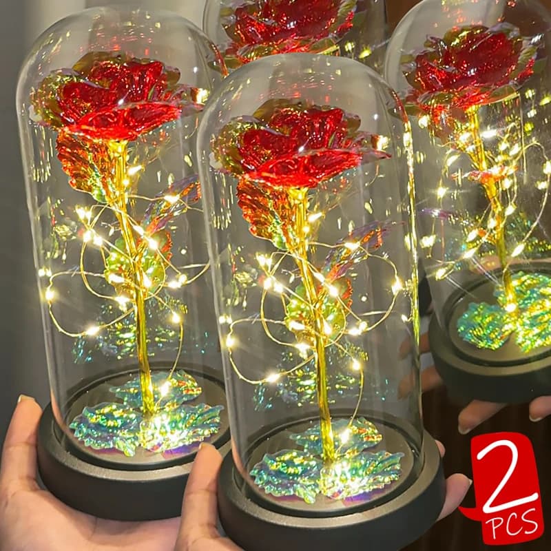 LED night light with rose flowers in gold foil with battery Artificial Roses Environmental lighting Valentine's Gift Wedding parties decorations