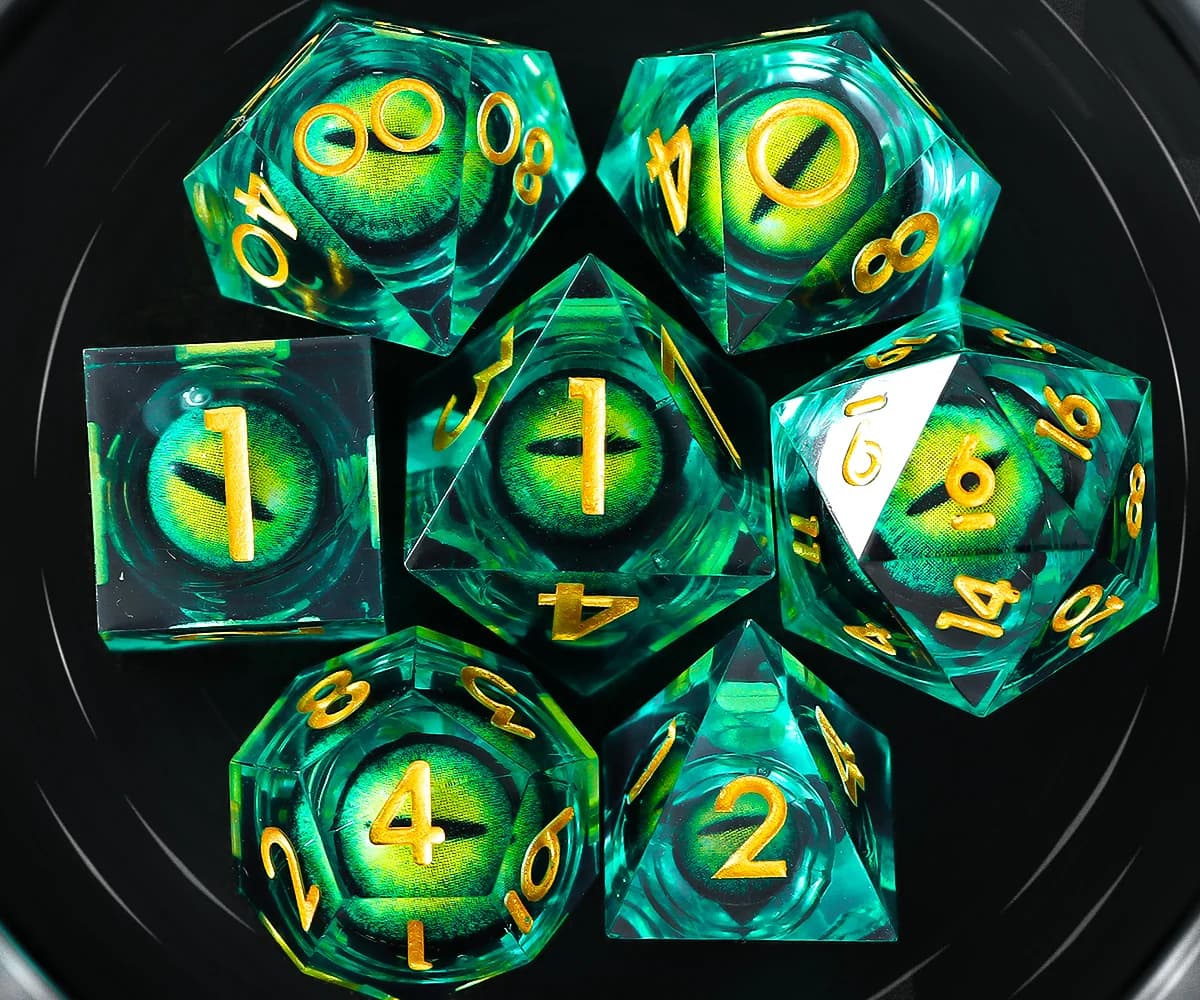 Dungeons And Dragons Resin Dice Set, Handmade Sharp Edge DIce, Tabletop Gaming Dice