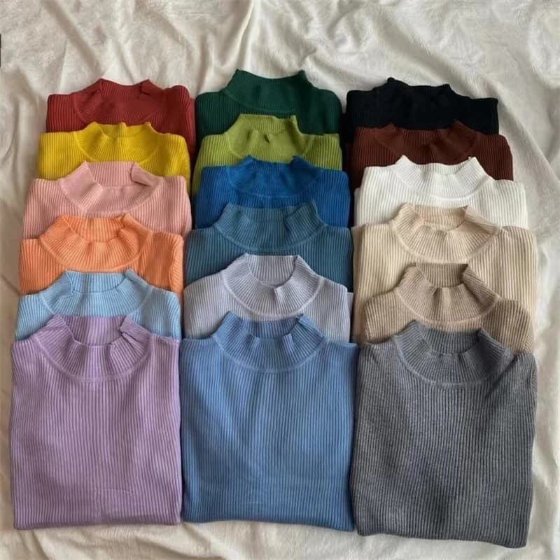 Autunno Inverno Collo alto Manica lunga Skinny Elastico Casual Top Maglione che tocca il fondo Donna Nozioni di base Maglieria calda lavorata a maglia Pullover