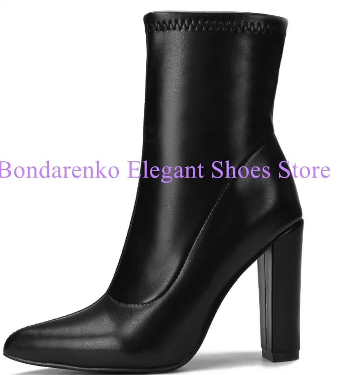 Nuovi stivaletti da donna con tacco grosso moda punta a punta tacco spesso stivaletti da donna scarpe da festa per abiti da banchetto di grandi dimensioni
