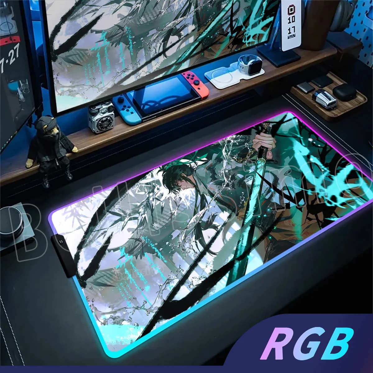 Cool QiuYuan Wuthering Waves Mouse Pad Gamer Accessori per computer Tastiera RGB LED Tappetino da tavolo Pad Company Gaming Laptop Tappetini da scrivania