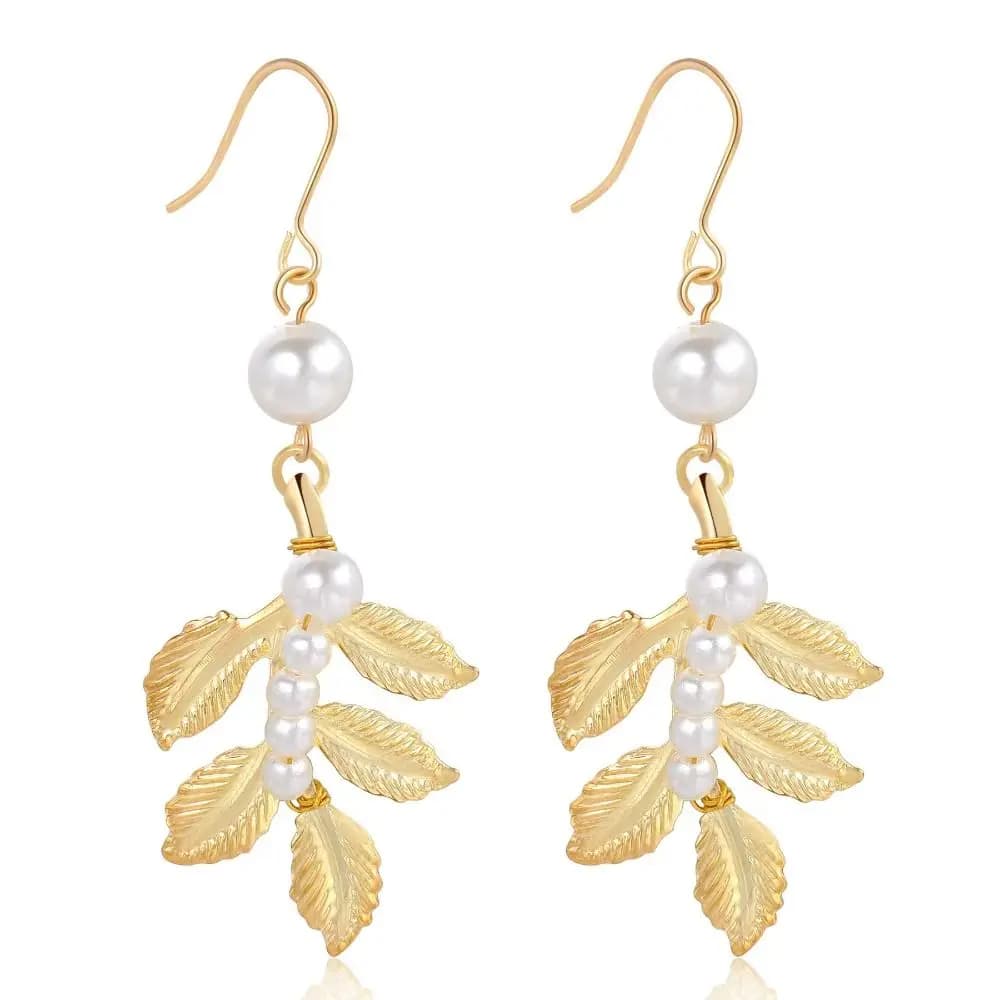 Gold Greek Goddess Costume Accessories Arm Cuff Leaf Design Golden Leaves Bridal Hair Comb Earrings Coil Bracelet