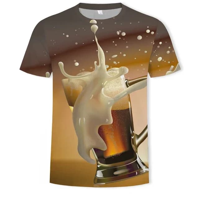 Divertente T-shirt con Stampa 3D di Birra per Uomo, Nuovo Design, Maglietta a Maniche Corte per Club della Birra, T-shirt Estiva da Strada per Amanti della Birra, Regalo