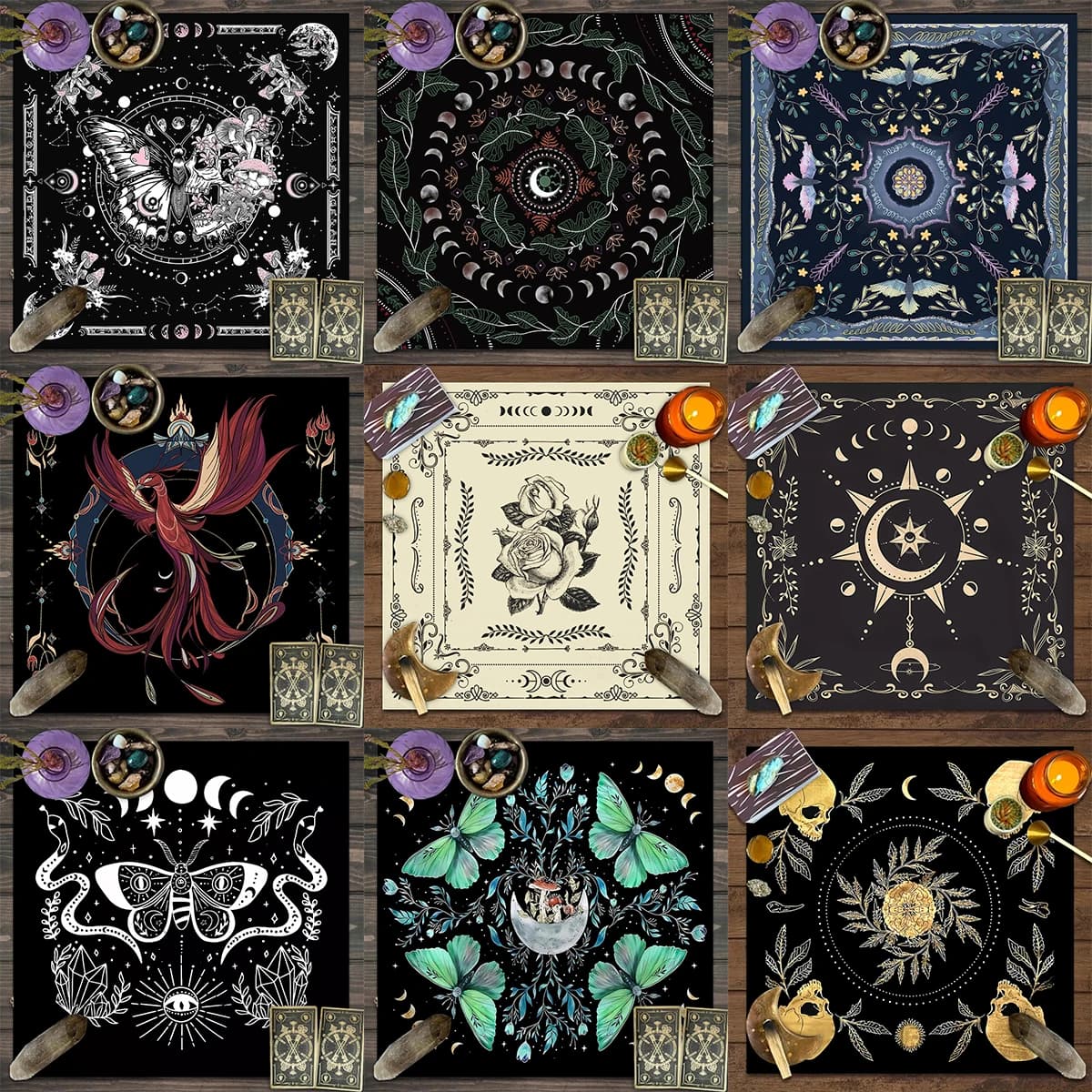 Tovaglia per carte dei tarocchi da 1 pezzo, tovaglietta per decorazioni per astrologia e mago misterioso, tovaglia per decorazioni per giochi di carte