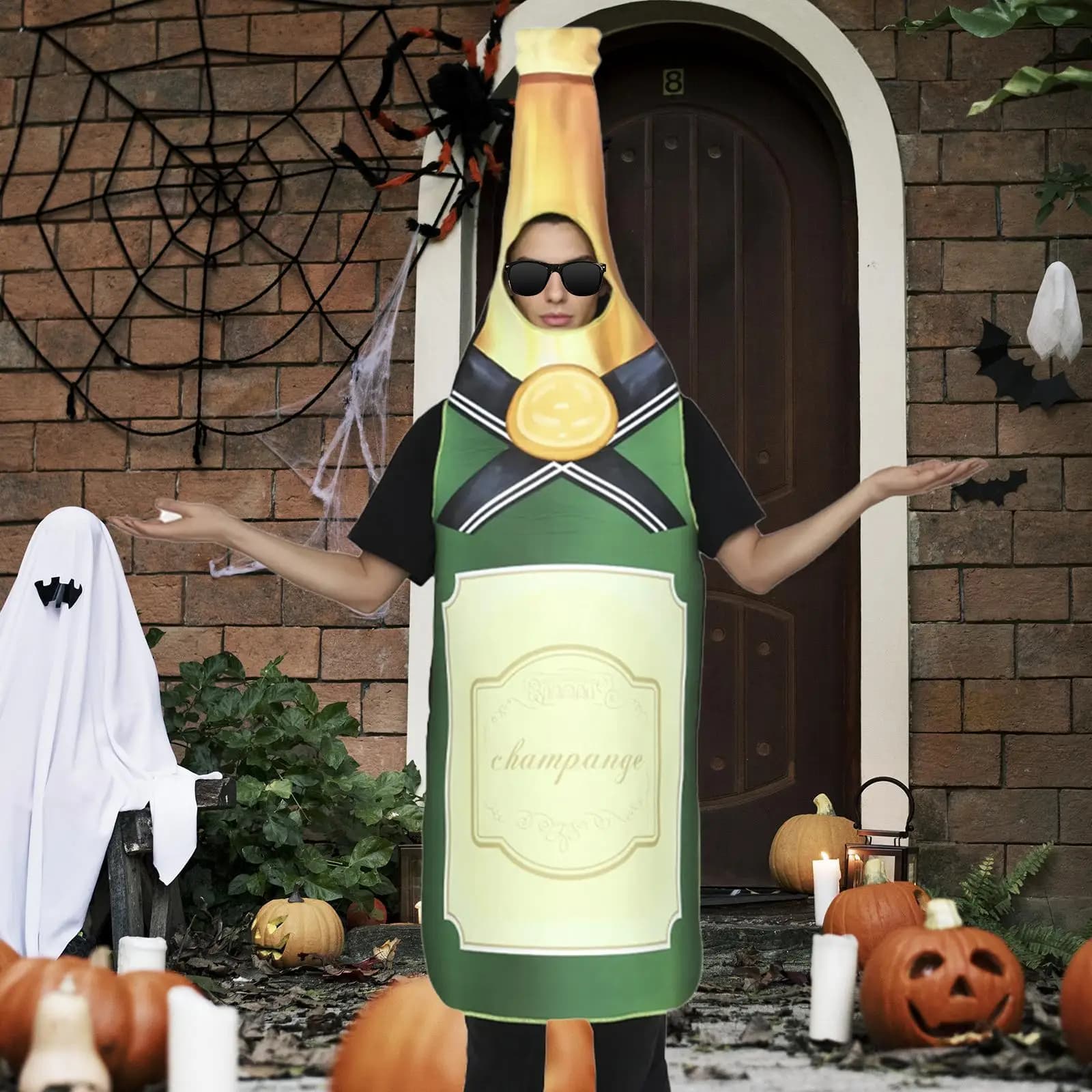 Costume da bottiglia di birra di Halloween Divertente vestito riutilizzabile per oggetti di scena fotografici