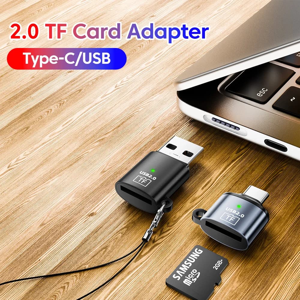 Lettore di schede TF USB 2.0 mini portatile - Dimensioni compatte per un facile trasporto, supporto per chiavette USB e schede SD