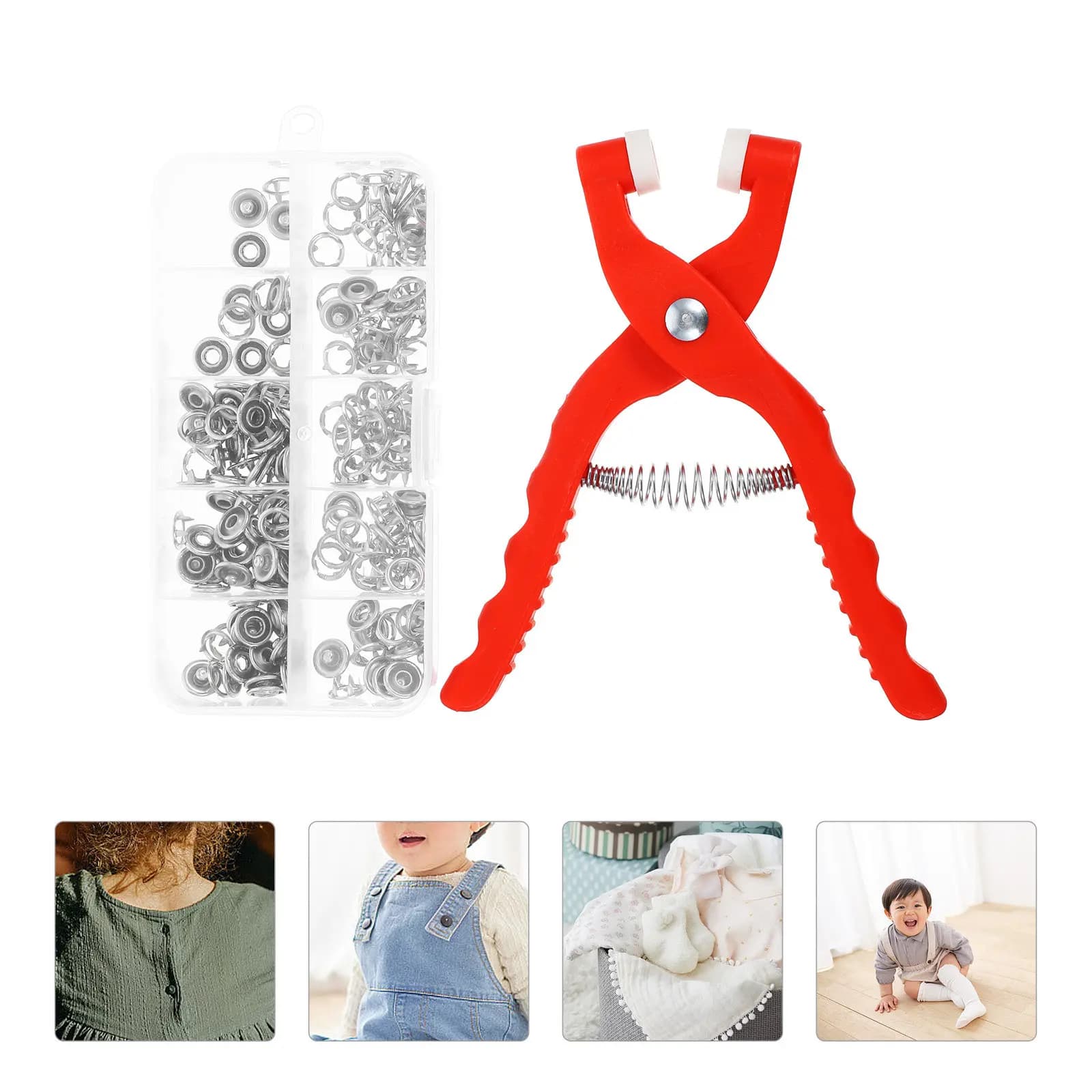 Snap Button Kit Stainless Steel Fiveclaw Snap Fastener Tool No Sew Invisible Buttons for Clothes Hats and Crafts
