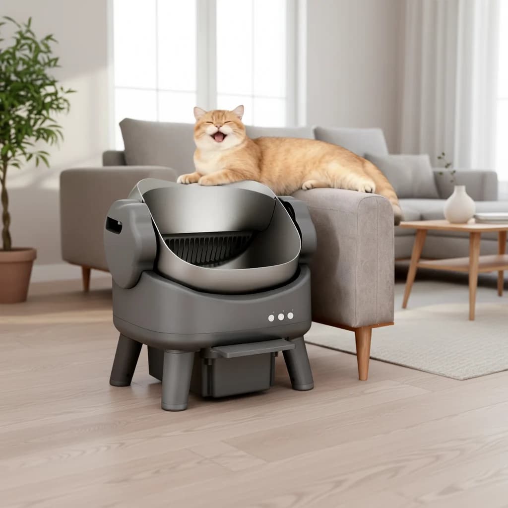 Lettiera per gatti rotonda autopulente ecologica JC, molto venduta, capacità 89 litri, in acciaio inossidabile
