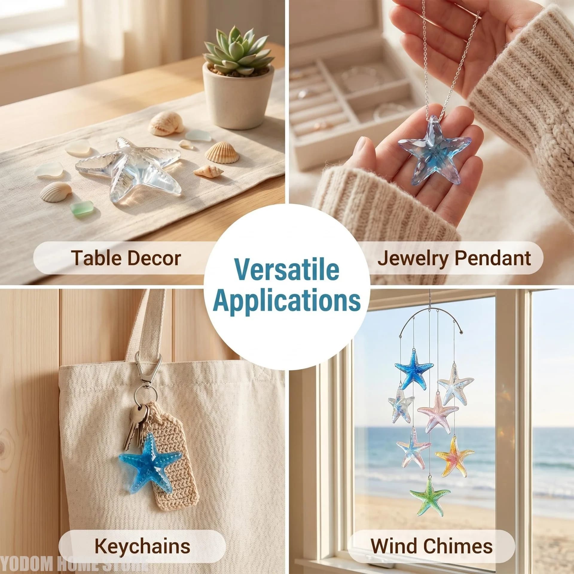 Big Starfish Shaped Silicone Casting Mold Epoxy Resin Mould For Keychains Wind Chime Decor Making Supplies