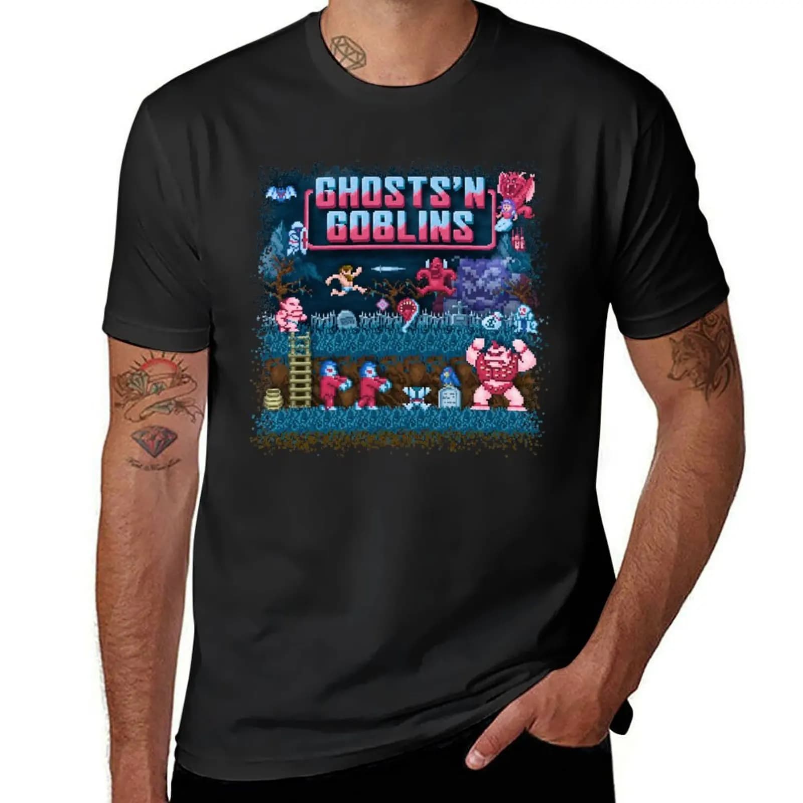 Goblins n' Ghosts T-Shirt for a boy blacks sweat summer clothes mens clothing