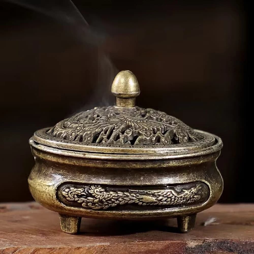 Home Longfeng Fingertip Stove, Three-Legged Small Incense Burner, Non-Stick Powder Tray, Creative Aromatherapy Burner
