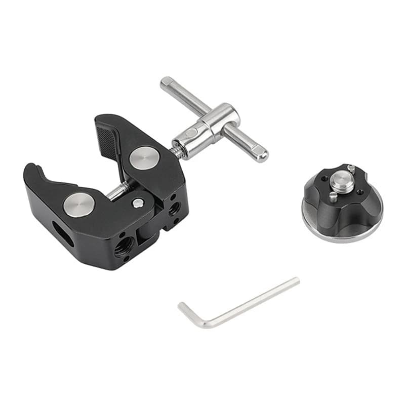 Morsetto super granchio multiuso con filettatura femmina M6 e fori filettati 3/8 pollici-16 per corrimano gamba treppiede fotografico Pole-A86Z