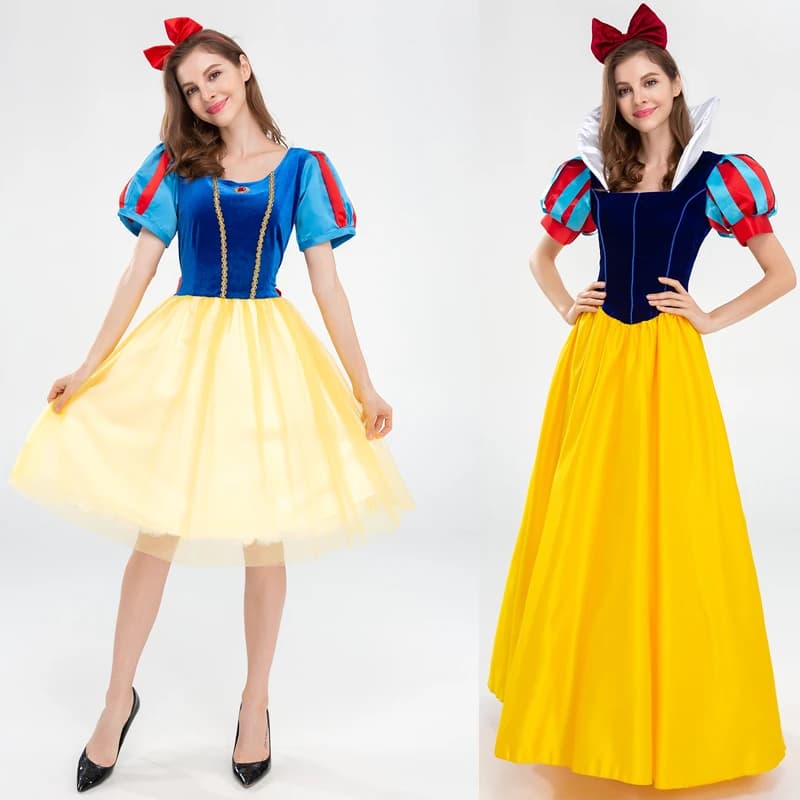 Adult Snow White Dress Halloween Costume Fairy Tale Role Play Queen Festival Performance Clothing Polyester Material