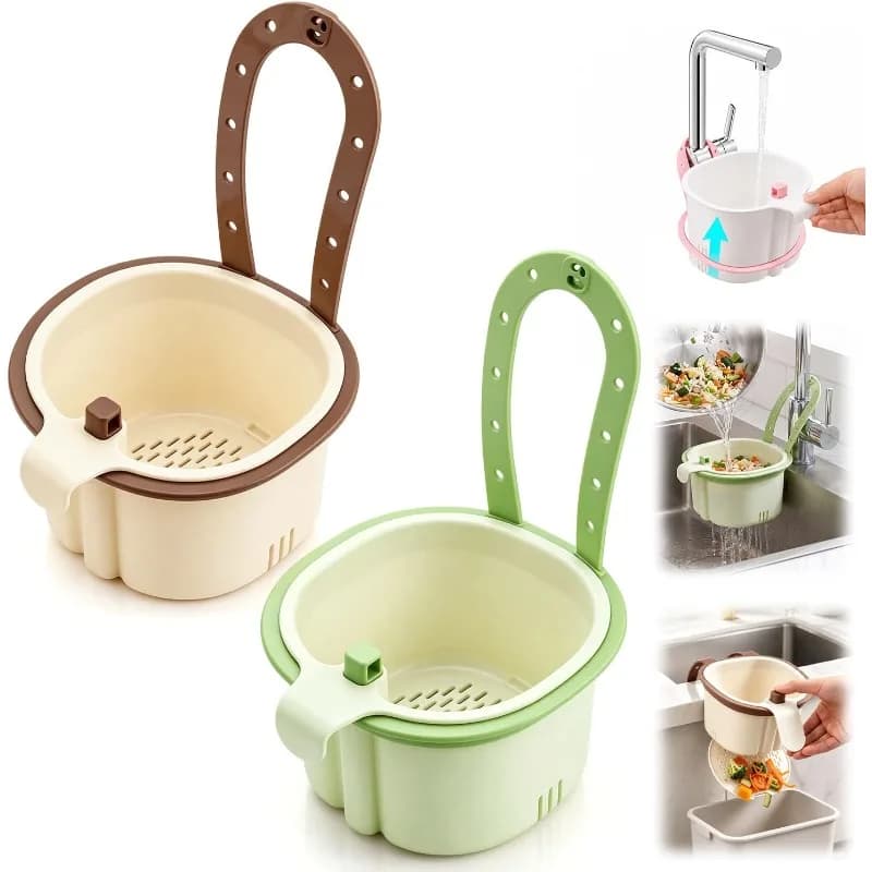 2Pcs 2026 New Cactus Kitchen Sink Strainer Basket, Hanging Sink Drain Basket, Multifunctional Hanging Sink Drain Basket, Household Kitchen Sink Food Waste Filter Basket, Green + Brown