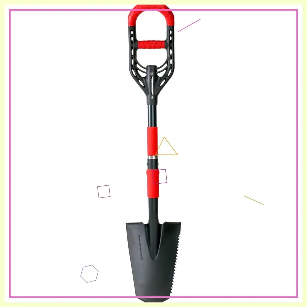 Pala da giardino leggera in fibra di vetro con doppia impugnatura morbida - Pala con testa di freccia multi-giornamento e taglierina per sega per radici