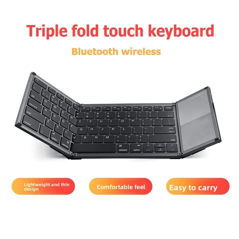 B066T Tablet Keyboard Triple Fold Touch Keyboard Portable TouchPad Wireless Bluetooth Keyboard for IPad Laptop PC Gamer Gifts