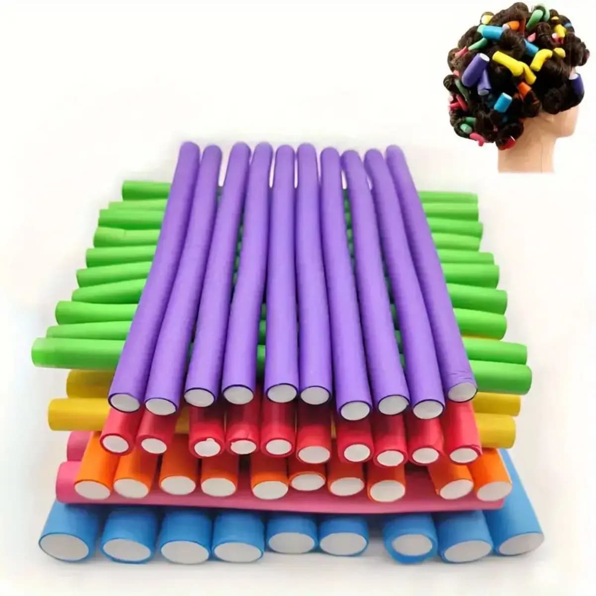 10 heat-free flexible curlers - Bendy Twist hair curlers for soft DIY foam - Hair styling tools - Normal hair type