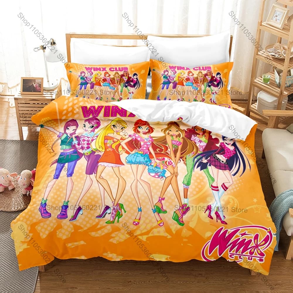 Printed W-Winx Bedding Set 3 Pcs Soft Breathable Duvet Cover And Pillowcases Fashion Home Bed Linens Decoration