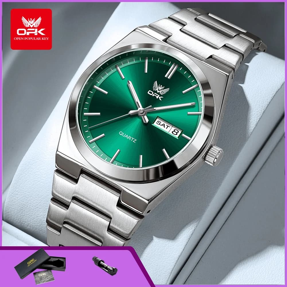 OPK 8189 Top Brand Man Watch Date Week Luminous Waterproof Stainless Steel Luxury Classic Men's Business Wristwatch