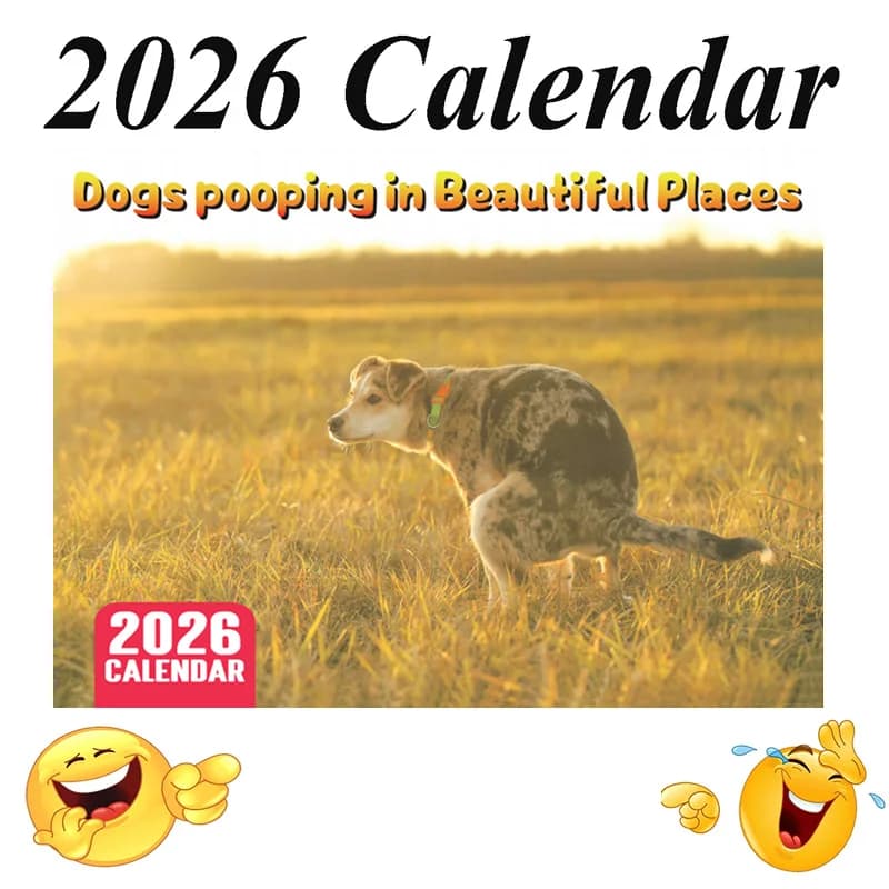 2026 Calendario per cani che fanno la cacca Appeso Creativo Quotidiano Settimanale Mensile Planner Agenda Organizzatore per la decorazione domestica Calendario da parete