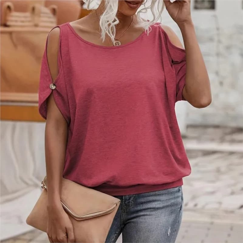 Top Estivo da Donna con Spalle Scoperte e Manica Singola, Design Elegante e Versatile, Ideale per il Lavoro e il Campeggio