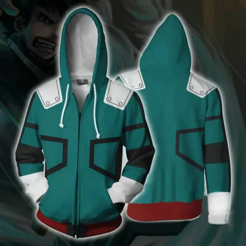 2025 Nuovo Cosplay Boku No/My Hero Academia Midoriya Izuku Deku Cosplay Uomo Donna Felpa con cappuccio Uniformi scolastiche Giacca con zip
