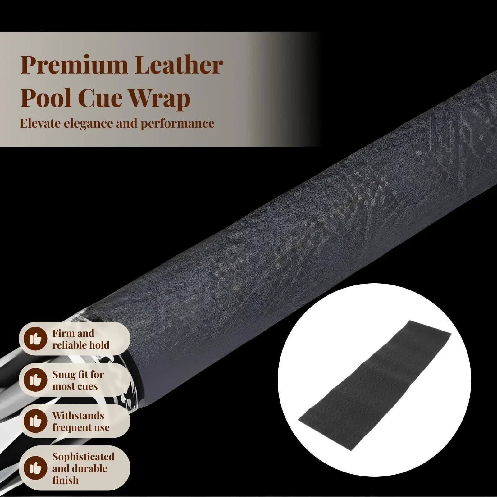 Durable Pool Cue Stick Wrap Comfortable Leather Grip Cover for Billiard Cue Use and Pool Practice