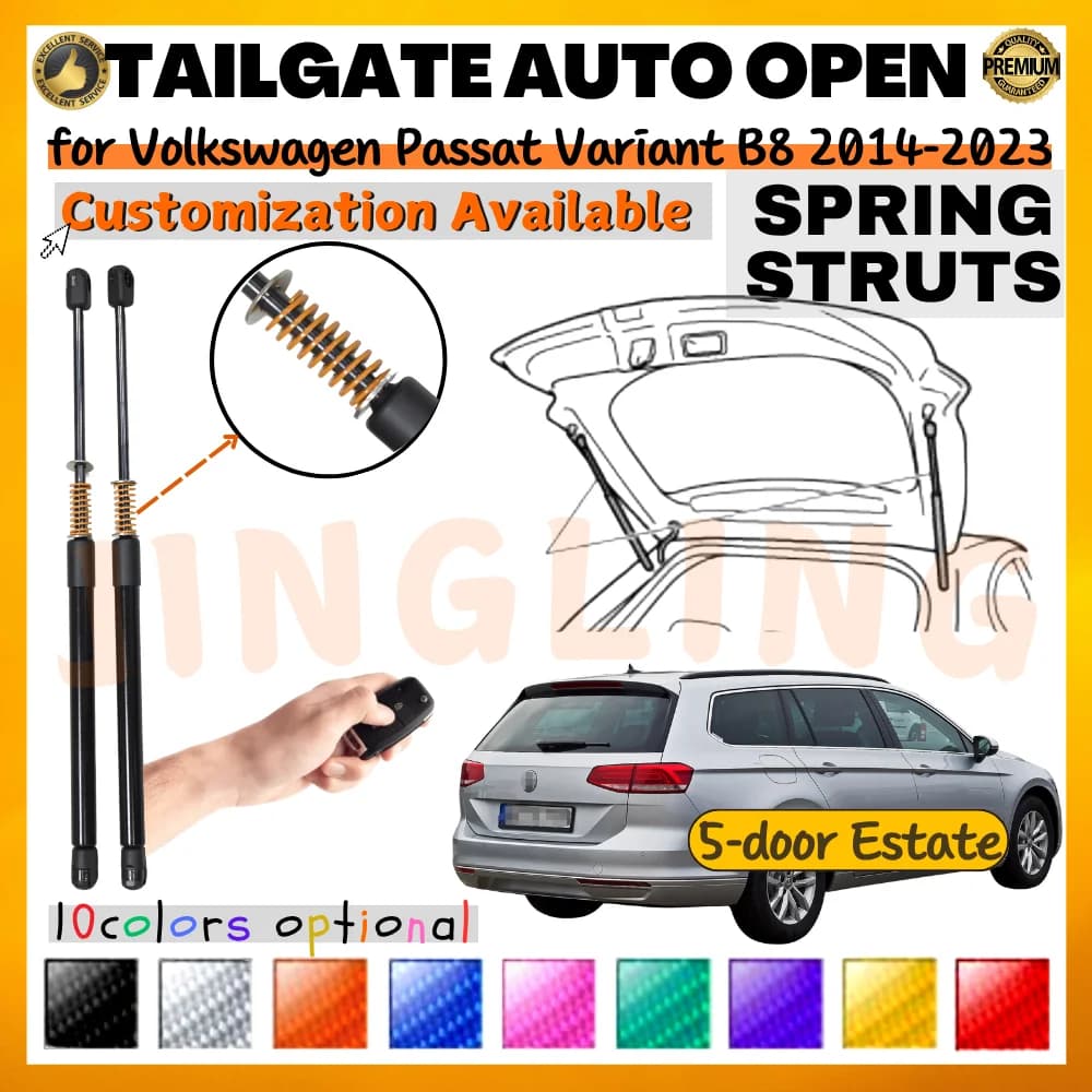 Qty(2) Trunk Struts with Spring for Volkswagen Passat Variant B8 Estate 2014-2023 Rear Tailgate Lift Supports Shock Absorber Rod