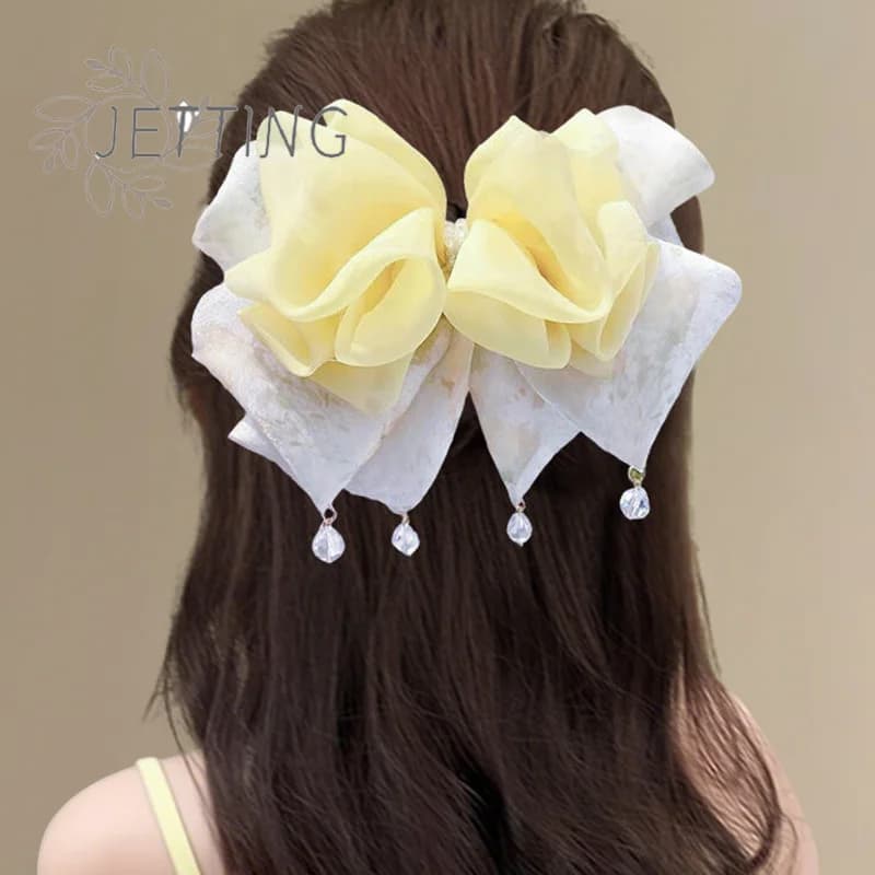 (SMTGDP11) Fermaglio per capelli a forma di fiocco, accessorio per capelli soffice a forma di artiglio per la parte posteriore della testa