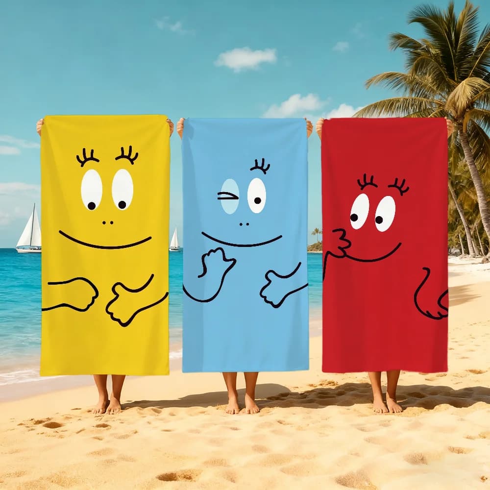 Asciugamano da spiaggia BB-Barbapapas-s con cartoni animati, ad asciugatura rapida, morbido, per piscina, regalo per viaggi, palestra, doccia, campeggio, sport