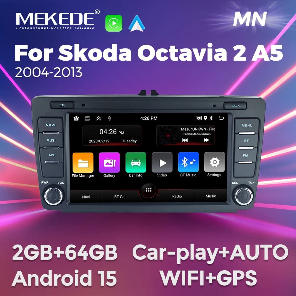 MEKEDE For Skoda Octavia 2 A5 2004-2013 Autoradio 8 inch 64GB with CarPlay Wireless GPS Smart Multimedia System for Auto