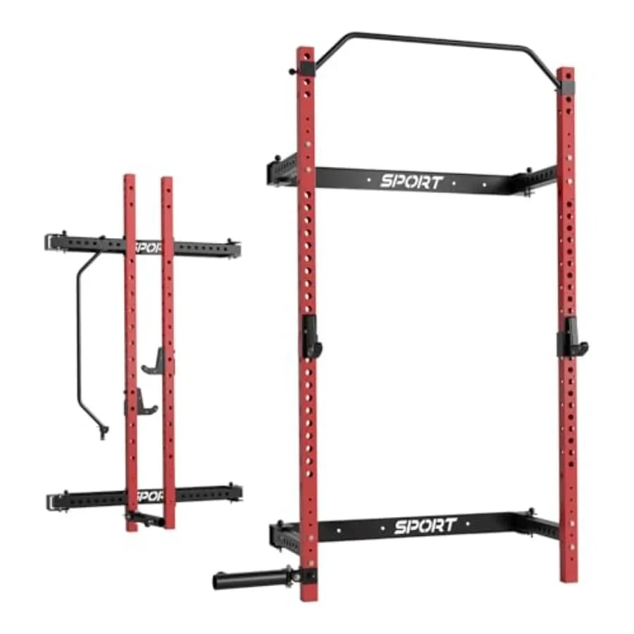 Foldable squat grill for home gym Foldable feed grid for 2,36" x 2,36" with pull bar Hooks to J and landmine accessories Carpet 1000 pounds