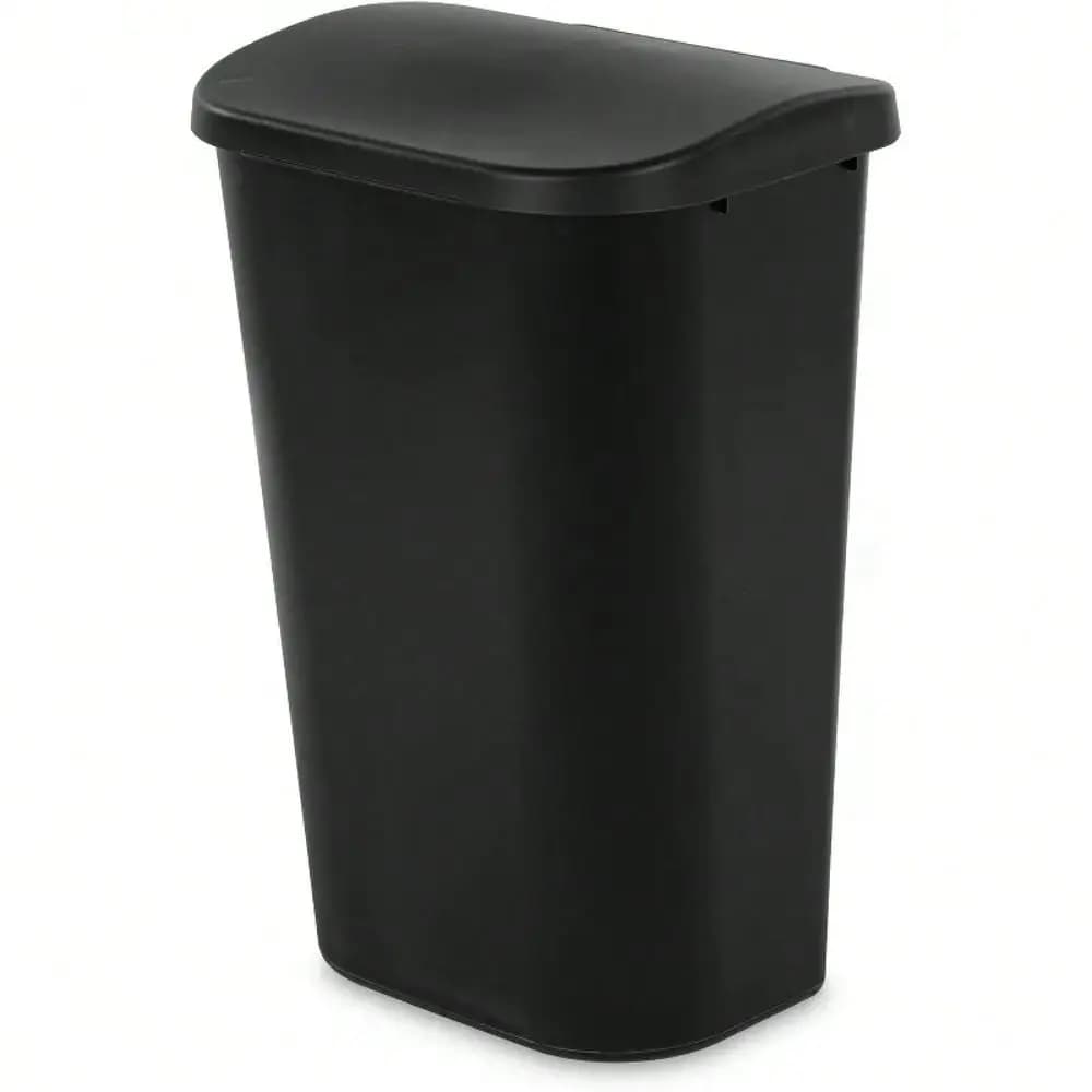 Lift Top Waste Basket Black Kitchen Trash Can, FingerprintResistant, Indoor Trash Bin