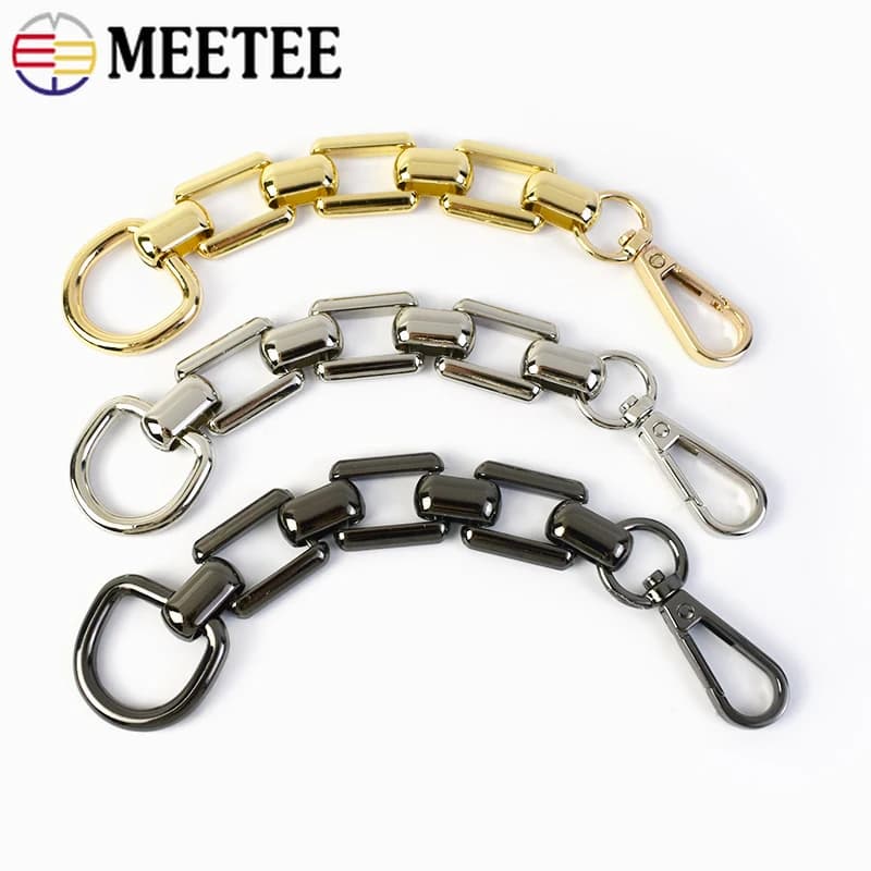 1/2/5 pezzi Meetee 18 cm borsa in metallo cinturino fibbia borsa catena di estensione in pelle regolare chiusura a moschettone sostituzione kit hardware artigianale