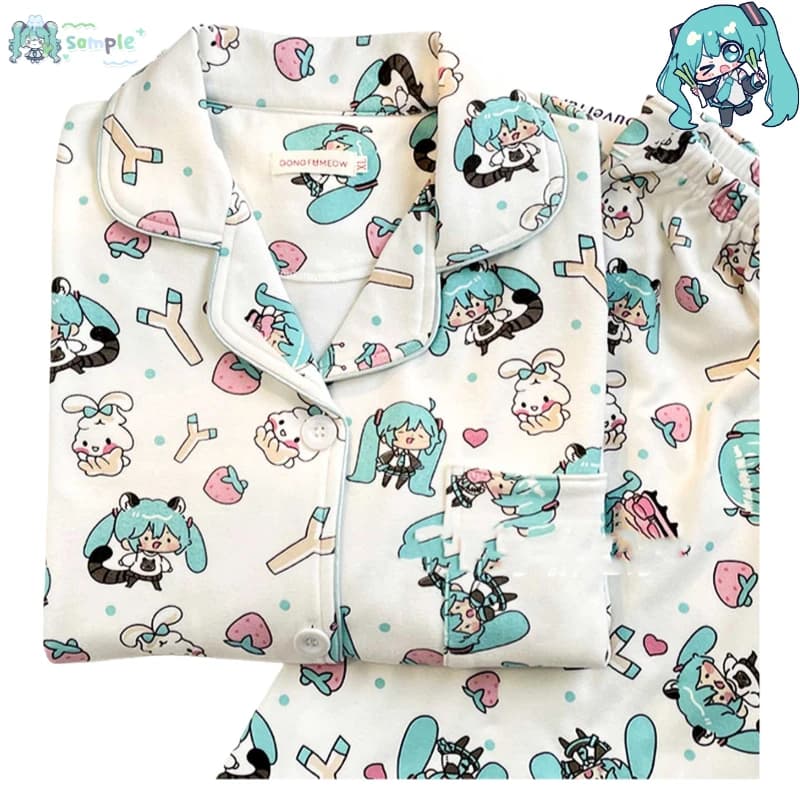 Hatsune Miku cartone animato carino vestiti per la casa ragazze Kawaii autunno e inverno pigiama spesso pantaloni a maniche lunghe anime regali periferici