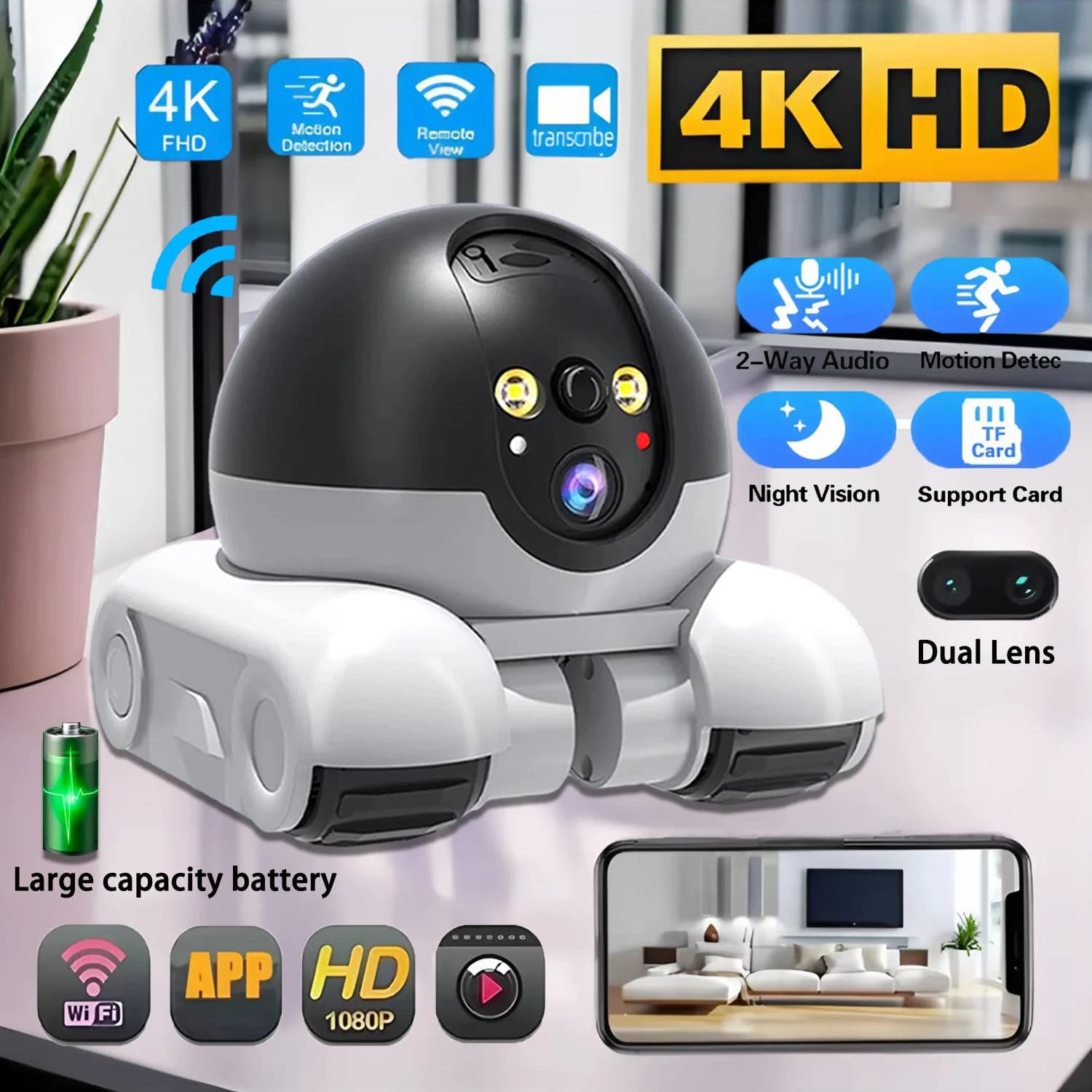 Telecamera IP 6MP 4K 5G WiFi Dual Lens Smart Home Auto Tracking Telecamera CCTV Telecamera di sorveglianza wireless Baby Monitor di sicurezza