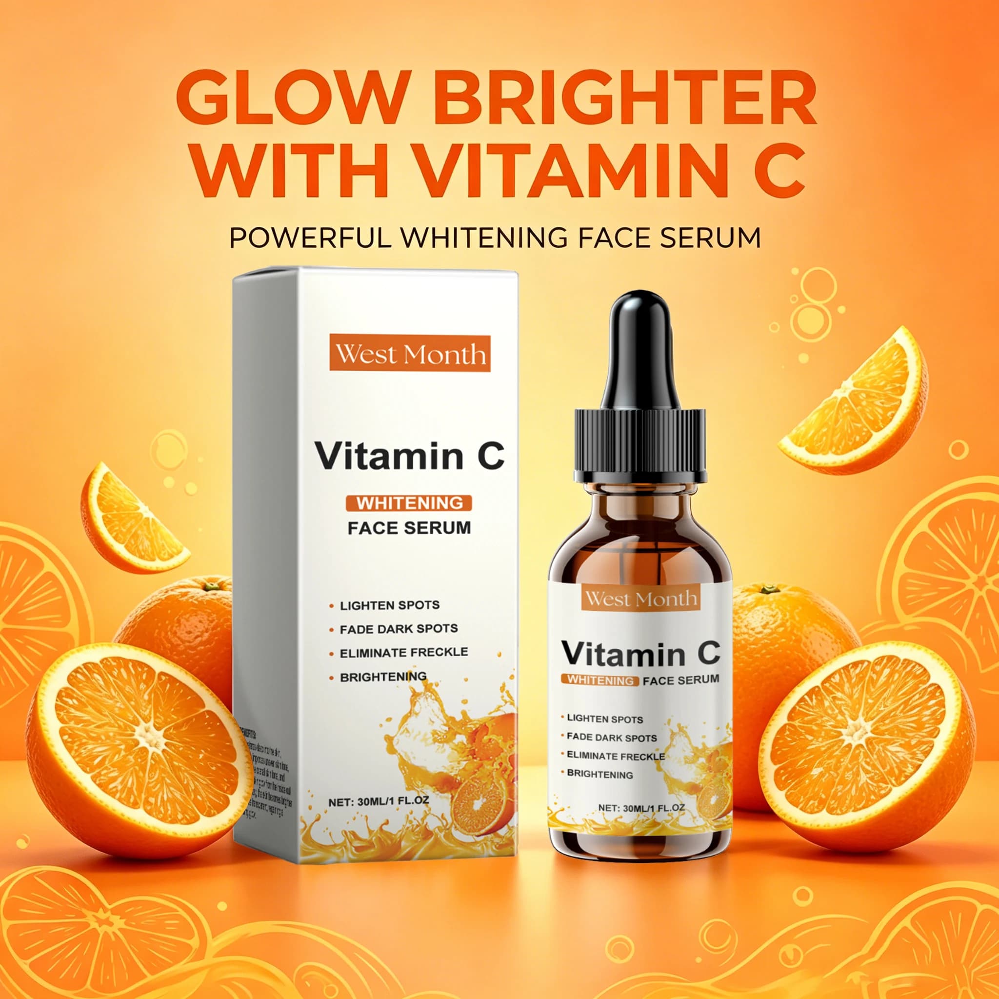 Vitamin C Face Serum Vegan Brightening Radiance Essence For Improve Dullness Even Skin Tone Hydrating Antioxidant Serum