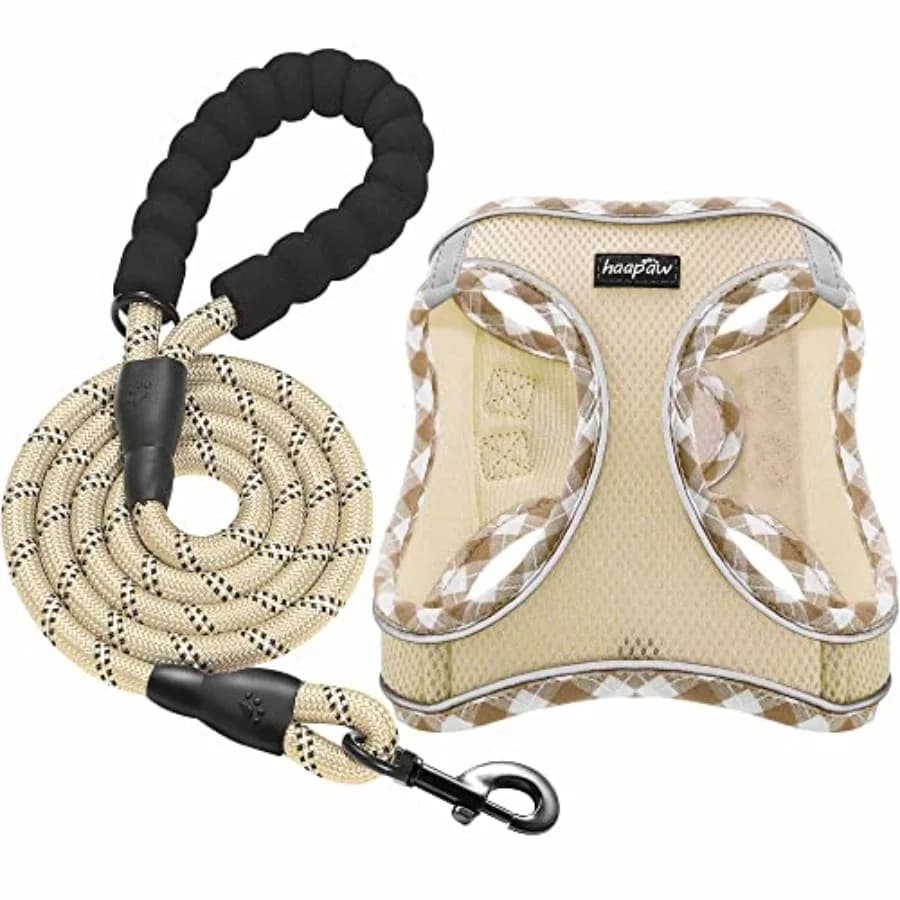 Dog Harness for Outdoor Walking, Nylon, Black, Adjustable Reflective Straps with Thickened Padded Vest for Extra Comfort and Sa