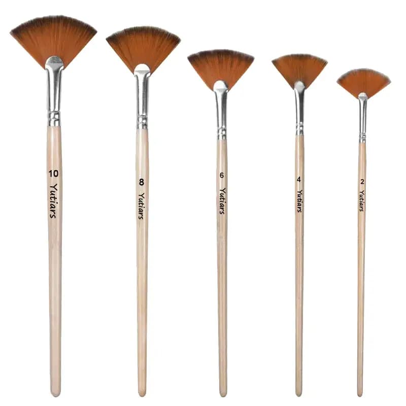 5/15/25pcs Fan Paint Brushes Set, Nylon Hair Artist Brushes with Smooth Handles, Ideal for Acrylic Oil Watercolor Painting & Art