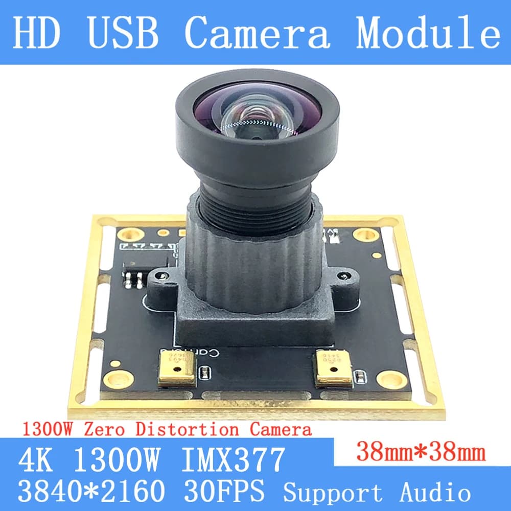 Modulo Telecamera USB CCTV ad Alta Risoluzione 4K 3840x2880 IMX377 con Driver UVC, Mini Webcam Senza Distorsioni, Supporto Audio, Mjpeg 30fps