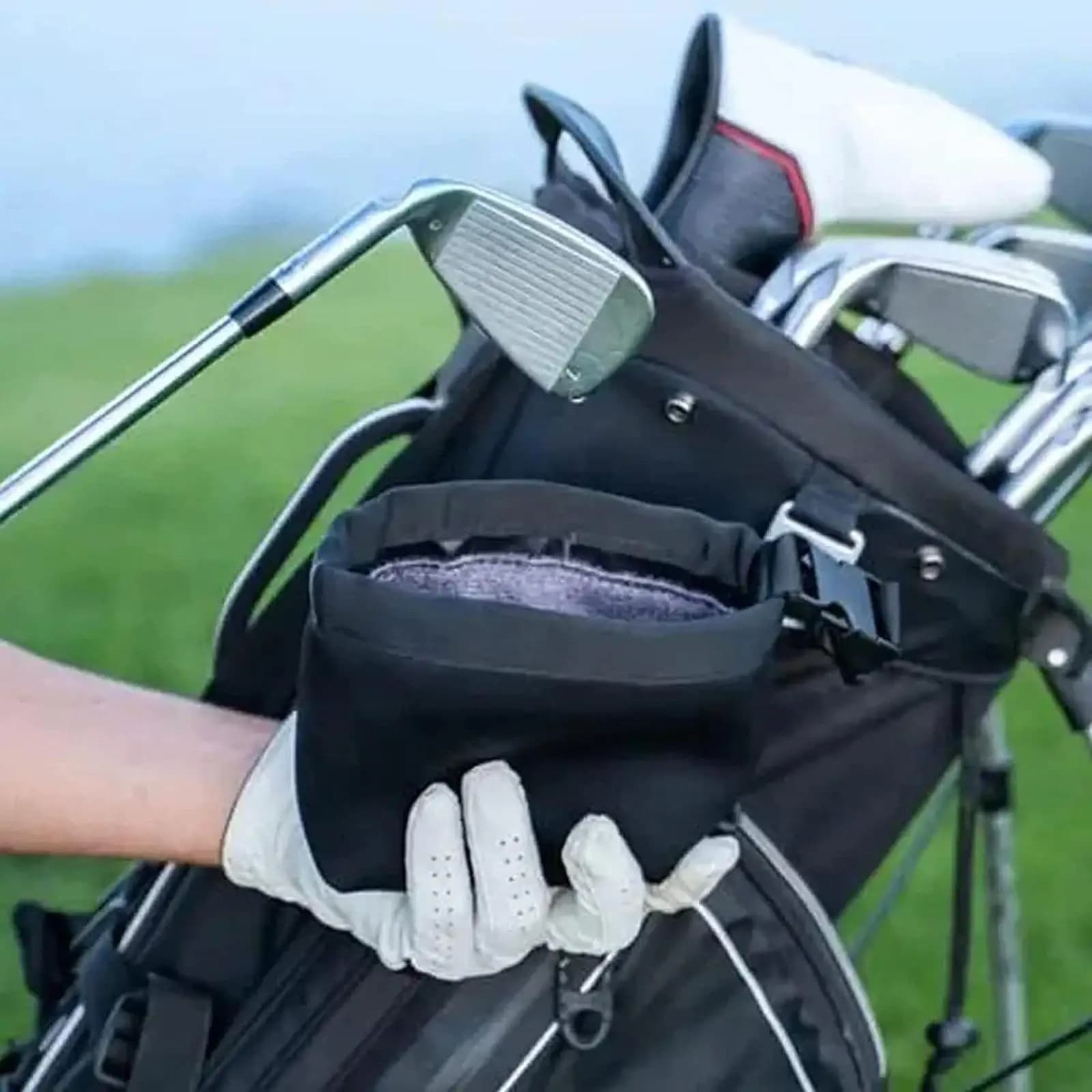 Borsa per la Pulizia di Mazze e Palline da Golf, Accessorio Multifunzionale Staccabile con Clip per Lavaggio Palline, Regalo per Golfisti