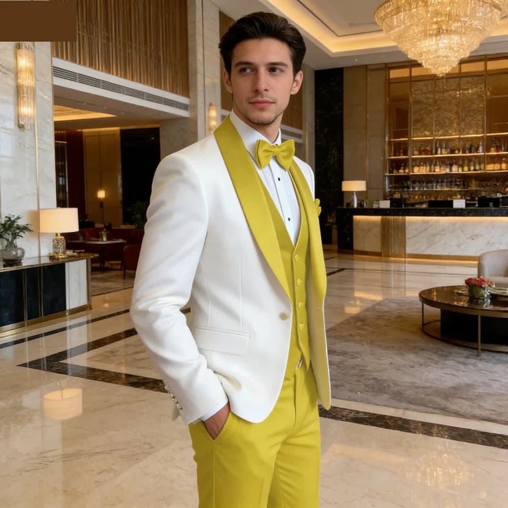 3 piece custom tuxedo dress with scarf on the neck, for wedding, witnesses, formal parties, blazer, Terno Masculino