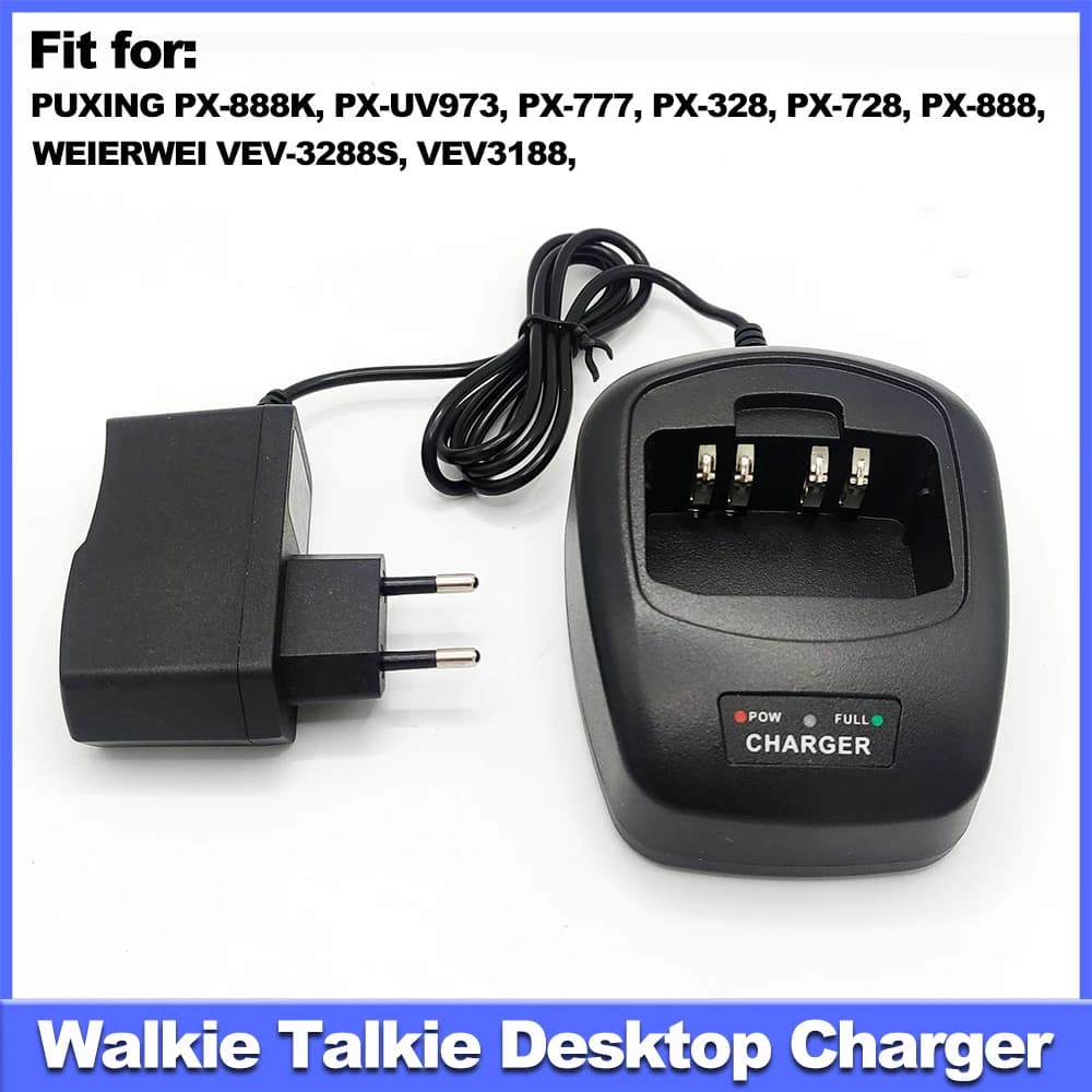 Adattatore per caricabatterie dock di ricambio per walkie talkie per PX-777 PX-888 PX-888K PX-328 PX-728 PX-UV973 VEV-3288S VEV-3188 Radio bidirezionale