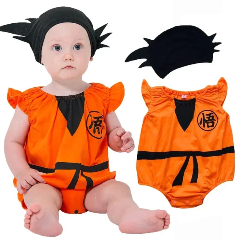 2 pezzi neonato Goku costume cosplay pagliaccetti tuta per neonato bambino corto estate Halloween festa di compleanno vestito operato ne # 1