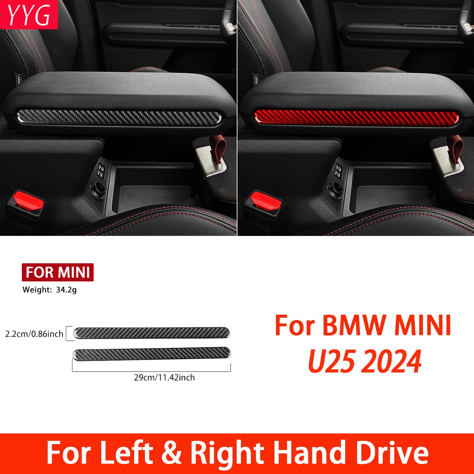 Per BMW MINI U25 2024 Accessori interni per auto in fibra di carbonio Adesivi decorativi Corrimano Adesivo per rivestimento laterale Modifica interna