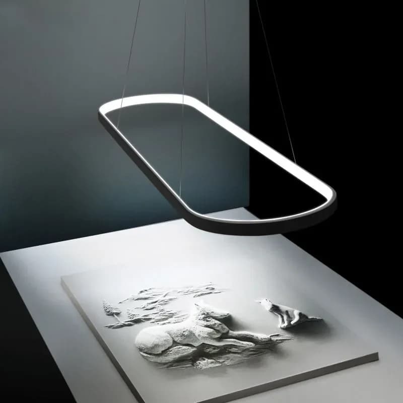 2025 Anello moderno Lampade a sospensione a LED Dimmerabile Nero Bianco Per tavolo Sala da pranzo Cucina Lampadario Decorazioni per la casa Lustri Apparecchi di illuminazione