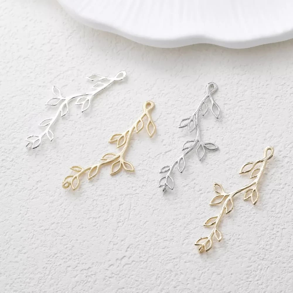 4 pz Delicato Ramo Foglia Pendenti E Ciondoli Orecchini Creazione di Gioielli Eardrop Forniture FAI DA TE Ottone 14k Placcato Oro Accessori 45*16mm